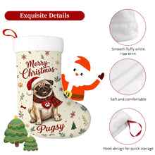 Load image into Gallery viewer, Pug Christmas Stocking - Cozy Festive Wishes - Personalize with Photo and Name-Christmas Ornament-Christmas,Christmas Stocking,Personalize Artwork-5