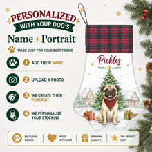 Load image into Gallery viewer, Pug Christmas Stocking - Home for the Holidays - Personalize with Photo and Name-Christmas Ornament-Christmas,Christmas Stocking,Personalize Artwork-2