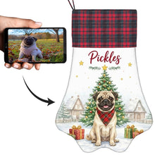 Load image into Gallery viewer, Pug Christmas Stocking - Home for the Holidays - Personalize with Photo and Name-Christmas Ornament-Christmas,Christmas Stocking,Personalize Artwork-1