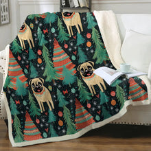 Load image into Gallery viewer, Pug Christmas Tree Delight Christmas Blanket-Blanket-Blankets, Christmas, Home Decor, Pug-10