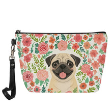 Load image into Gallery viewer, Pug in Bloom Multipurpose Pouch-Accessories-Accessories,Bags,Bathroom Decor,Dog Mom Gifts,Pug-1