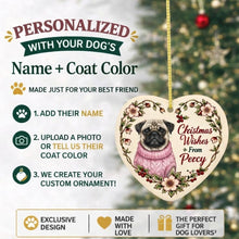 Load image into Gallery viewer, Pug Dog Ornament - Christmas Wishes Design - Personalized with Name-Christmas Ornament-Christmas,Personalize Artwork,Pug-2