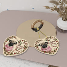 Load image into Gallery viewer, Pug Dog Ornament - Christmas Wishes Design - Personalized with Name-Christmas Ornament-Christmas,Personalize Artwork,Pug-6