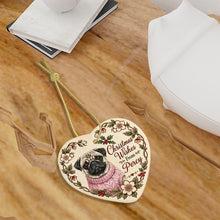 Load image into Gallery viewer, Pug Dog Ornament - Christmas Wishes Design - Personalized with Name-Christmas Ornament-Christmas,Personalize Artwork,Pug-7