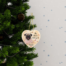 Load image into Gallery viewer, Pug Dog Ornament - My Heart Belongs To Design - Personalized with Name-Christmas Ornament-Christmas,Personalize Artwork,Pug-3