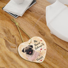Load image into Gallery viewer, Pug Dog Ornament - My Heart Belongs To Design - Personalized with Name-Christmas Ornament-Christmas,Personalize Artwork,Pug-7