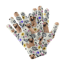 Load image into Gallery viewer, Flower Pug Garden Touch Screen Gloves-Accessories-Accessories, Dog Dad Gifts, Dog Mom Gifts, Gloves, Pug-White-1