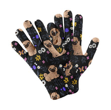 Load image into Gallery viewer, Flower Pug Garden Touch Screen Gloves-Accessories-Accessories, Dog Dad Gifts, Dog Mom Gifts, Gloves, Pug-Black-5