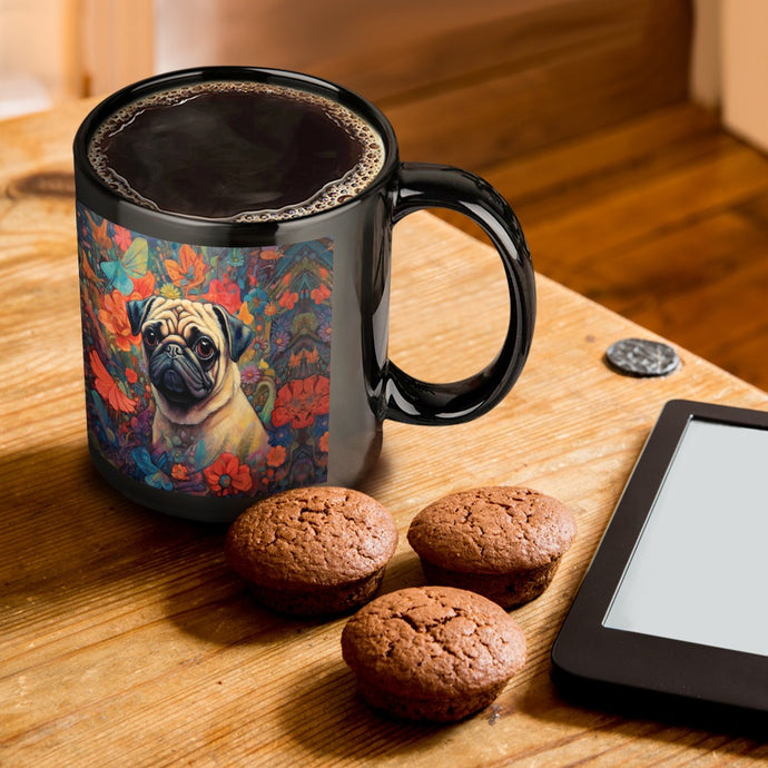 Pug in Bloom Coffee Mug-ONE SIZE-Black-1