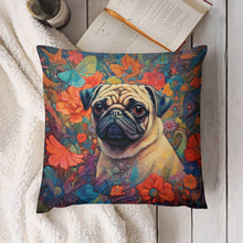 Load image into Gallery viewer, Pug in Bloom Plush Pillow Case-Cushion Cover-Dog Dad Gifts, Dog Mom Gifts, Home Decor, Pillows, Pug-4