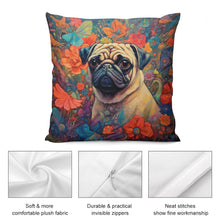 Load image into Gallery viewer, Pug in Bloom Plush Pillow Case-Cushion Cover-Dog Dad Gifts, Dog Mom Gifts, Home Decor, Pillows, Pug-5