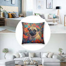 Load image into Gallery viewer, Pug in Bloom Plush Pillow Case-Cushion Cover-Dog Dad Gifts, Dog Mom Gifts, Home Decor, Pillows, Pug-8