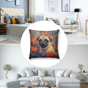 Pug in Bloom Plush Pillow Case-Cushion Cover-Dog Dad Gifts, Dog Mom Gifts, Home Decor, Pillows, Pug-8