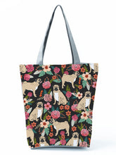 Load image into Gallery viewer, Image of a Pug handbag in a most adorable Pug in bloom design