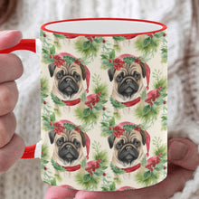 Load image into Gallery viewer, Pug in Holiday Wreath Elegance Christmas Coffee Mug-White1-ONE SIZE-1