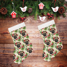 Load image into Gallery viewer, Pug in Holiday Wreath Elegance Christmas Stocking-Christmas Ornament-Christmas, Home Decor, Pug-26X42CM-White-2