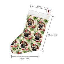 Load image into Gallery viewer, Pug in Holiday Wreath Elegance Christmas Stocking-Christmas Ornament-Christmas, Home Decor, Pug-26X42CM-White-4