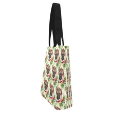 Load image into Gallery viewer, Pug in Holiday Wreath Elegance Large Canvas Tote Bags - Set of 2-Accessories-Accessories, Bags, Christmas, Pug-4