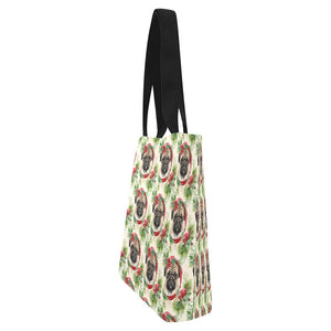 Pug in Holiday Wreath Elegance Large Canvas Tote Bags - Set of 2-Accessories-Accessories, Bags, Christmas, Pug-4
