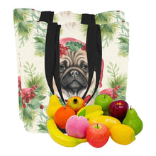 Load image into Gallery viewer, Pug in Holiday Wreath Elegance Large Canvas Tote Bags - Set of 2-Accessories-Accessories, Bags, Christmas, Pug-7