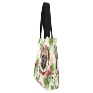 Pug in Holiday Wreath Elegance Large Canvas Tote Bags - Set of 2-Accessories-Accessories, Bags, Christmas, Pug-8