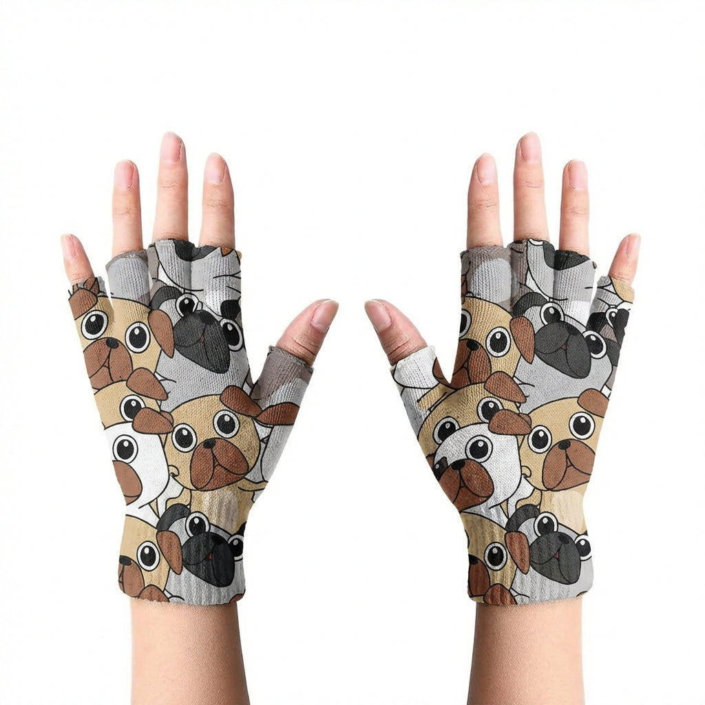 Pug Love Touch Screen Gloves Fingerless