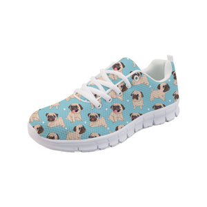 Pug Love Women's Sneakers-Footwear-Dogs, Footwear, Pug, Shoes-Light Blue-8.5-5