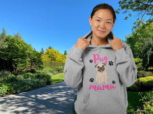 Pug Mama Women's Cotton Fleece Hoodie Sweatshirt - 4 Colors-Apparel-Apparel, Hoodie, Pug, Sweatshirt-12