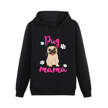 Load image into Gallery viewer, Pug Mama Women&#39;s Cotton Fleece Hoodie Sweatshirt-Apparel-Apparel, Hoodie, Pug, Sweatshirt-Black-XS-1