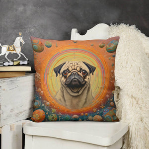 Pug Nebula Plush Pillow Case-Cushion Cover-Dog Dad Gifts, Dog Mom Gifts, Home Decor, Pillows, Pug-3