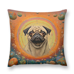 Pug Nebula Plush Pillow Case-Cushion Cover-Dog Dad Gifts, Dog Mom Gifts, Home Decor, Pillows, Pug-12 "×12 "-1