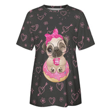 Load image into Gallery viewer, Pug of Tea All Over Print Women&#39;s Cotton T-Shirt - 4 Colors-Apparel-Apparel, Shirt, T Shirt-13