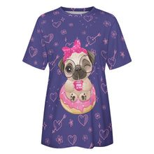 Load image into Gallery viewer, Pug of Tea All Over Print Women&#39;s Cotton T-Shirt - 4 Colors-Apparel-Apparel, Shirt, T Shirt-15