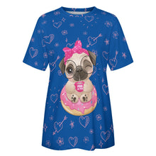 Load image into Gallery viewer, Pug of Tea All Over Print Women&#39;s Cotton T-Shirt - 4 Colors-Apparel-Apparel, Shirt, T Shirt-2
