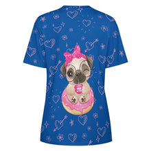 Load image into Gallery viewer, Pug of Tea All Over Print Women&#39;s Cotton T-Shirt - 4 Colors-Apparel-Apparel, Shirt, T Shirt-3