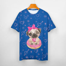 Load image into Gallery viewer, Pug of Tea All Over Print Women&#39;s Cotton T-Shirt - 4 Colors-Apparel-Apparel, Shirt, T Shirt-4