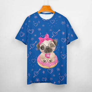 Pug of Tea All Over Print Women's Cotton T-Shirt - 4 Colors-Apparel-Apparel, Shirt, T Shirt-4