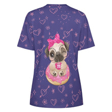 Load image into Gallery viewer, Pug of Tea All Over Print Women&#39;s Cotton T-Shirt - 4 Colors-Apparel-Apparel, Shirt, T Shirt-7