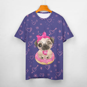 Pug of Tea All Over Print Women's Cotton T-Shirt - 4 Colors-Apparel-Apparel, Shirt, T Shirt-9