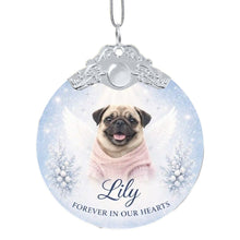 Load image into Gallery viewer, Pug Ornament - Angel Dog Memorial Design - Personalized with Photo and Name-Christmas Ornament-Christmas,Christmas Ornament,Personalize Artwork,Pug-3