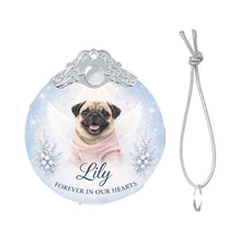 Load image into Gallery viewer, Pug Ornament - Angel Dog Memorial Design - Personalized with Photo and Name-Christmas Ornament-Christmas,Christmas Ornament,Personalize Artwork,Pug-4