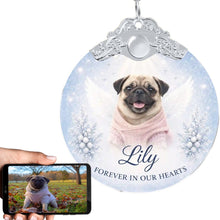 Load image into Gallery viewer, Pug Ornament - Angel Dog Memorial Design - Personalized with Photo and Name-Christmas Ornament-Christmas,Christmas Ornament,Personalize Artwork,Pug-1