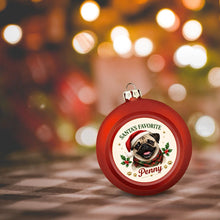 Load image into Gallery viewer, Pug Ornament - Classic Red Round Shape - Santa's Favourite Design - Personalized with Name-Christmas Ornament-Christmas,Personalize Artwork,Pug-6