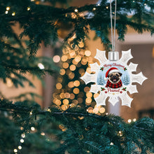 Load image into Gallery viewer, Pug Ornament - Personalized Snowflake Shaped Christmas Snow Globe Design - with Name-Christmas Ornament-Christmas,Personalize Artwork,Pug-3