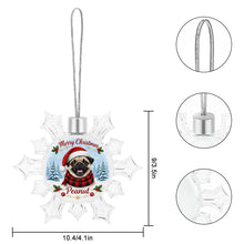 Load image into Gallery viewer, Pug Ornament - Personalized Snowflake Shaped Christmas Snow Globe Design - with Name-Christmas Ornament-Christmas,Personalize Artwork,Pug-5