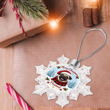 Load image into Gallery viewer, Pug Ornament - Personalized Snowflake Shaped Christmas Snow Globe Design - with Name-Christmas Ornament-Christmas,Personalize Artwork,Pug-6