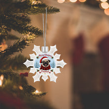 Load image into Gallery viewer, Pug Ornament - Personalized Snowflake Shaped Christmas Snow Globe Design - with Name-Christmas Ornament-Christmas,Personalize Artwork,Pug-7