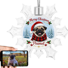 Load image into Gallery viewer, Pug Ornament - Personalized Snowflake Shaped Christmas Snow Globe Design - with Name-Christmas Ornament-Christmas,Personalize Artwork,Pug-1