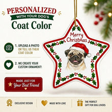 Load image into Gallery viewer, Pug Ornament - Personalized Star Shaped Christmas Folk-Art Design-Christmas Ornament-Christmas,Personalize Artwork,Pug-2
