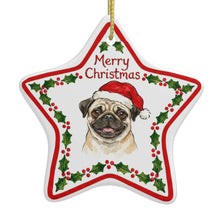 Load image into Gallery viewer, Pug Ornament - Personalized Star Shaped Christmas Folk-Art Design-Christmas Ornament-Christmas,Personalize Artwork,Pug-3
